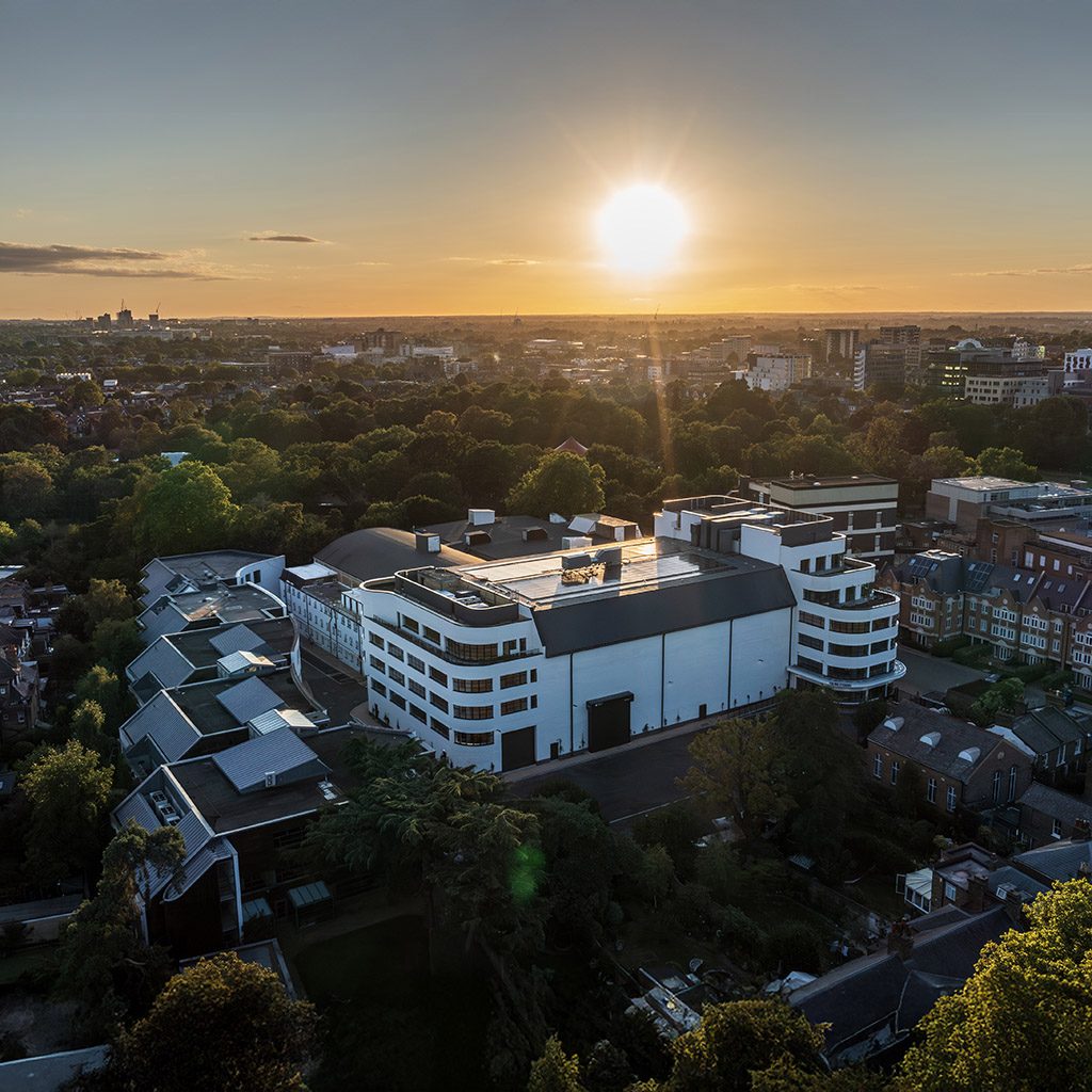 Ealing Studios aerial at sunset